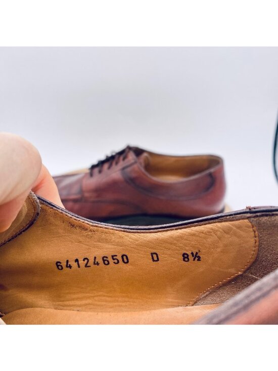 Vintage Santoni Shoes Mens 8.5 Brown Leather Plain Toe Dress Oxfords Italy main image 5